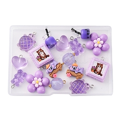 16Pcs 8 Styles Opaque Resin Pendants&nbsp;RESI-FP0001-30
