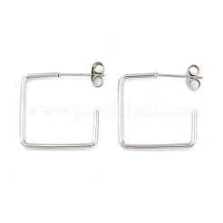 304ステンレススチールスタッドピアス  正方形  ステンレス鋼色  21.5x20.5x1.5mm&nbsp;EJEW-D339-01P