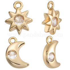 24Pcs 2 Styles Brass Micro Pave Cubic Zirconia Charms&nbsp;KK-BBC0019-03