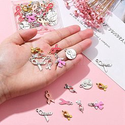 Awareness Ribbon Theme 50Pcs 9 Style Alloy Enamel Pendants & Awareness Ribbon Theme&nbsp;ENAM-YW0003-58