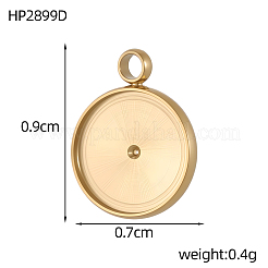304ステンレススチールペンダントカボションセッティング  ラウンド  プレーンエッジベゼルカップ  イオンプレーティング（ip）  14KGP本金メッキ  9x7mm&nbsp;STAS-OY008-78G