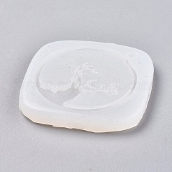 ペンダントシリコンモールド  レジン型  UVレジン用  エポキシ樹脂ジュエリー作り  鹿/角  ホワイト  58x58x5mm  穴：3.5mm&nbsp;LS-DIY-F037-E09