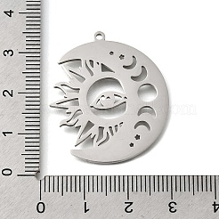 304ステンレスペンダント  レーザー切断  太陽と月のチャーム  ステンレス鋼色  32.5x28x1.5mm  穴：1.5mm&nbsp;LS-STAS-S178-06P