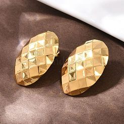 304ステンレススチールの楕円形と菱形のスタッドピアス  イオンプレーティング（ip）  18KGP本金メッキ  29.5x19.5mm&nbsp;EJEW-I320-21G-01