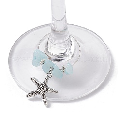 8Pcs Sea Animal Alloy Pendants Wine Glass Charms Sets&nbsp;AJEW-JO00219