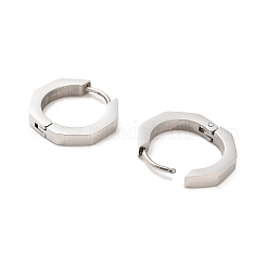 202 ステンレススチールフープピアス  304ステンレスピン付き  六角  16x3x16.5mm&nbsp;EJEW-C076-06B-P