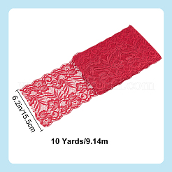 コットンフラワー刺繍伸縮性のあるレースリボン  レースのトリム  洋服アクセサリー  赤ミディアム紫  6-1/8インチ（155mm）  約10ヤード/個&nbsp;OCOR-WH0078-361B