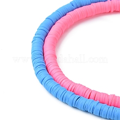 7Strands 7 Colors Flat Round Handmade Polymer Clay Beads&nbsp;CLAY-FS0001-28