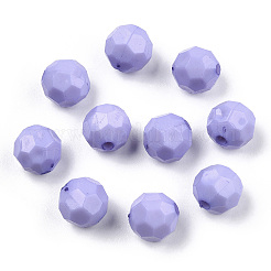 不透明なアクリルビーズ  多面カット  染め  ラウンド  ライラック  10mm  穴：2mm  約1050個/500g&nbsp;MACR-S373-69-S02