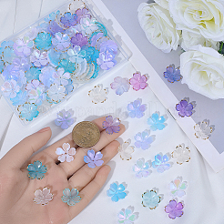 120 個 6 色のアクリルビーズキャップ  花  黄金の縁を持つ  ミックスカラー  17.5~18x18.5~9x5.5~6mm  穴：1.4~1.6mm  20個/カラー&nbsp;OACR-BM0001-11A