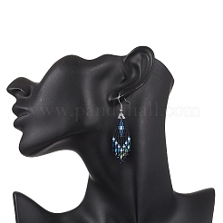 Synthetic Spinel Rhombus Dangle Earrings&nbsp;EJEW-MZ00632-03