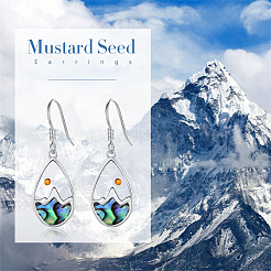 304 Stainless Steel Abalone Shell Teardrop Dangle Earrings for Women&nbsp;WGADE86-01