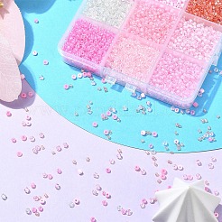 ミックススタイルのガラスシードビーズセット  ラウンド  ミックスカラー  2~4x1.5~3mm  穴：0.8~1.2mm&nbsp;SEED-YW0002-60A