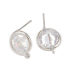 Brass Micro Pave Clear Cubic Zirconia Stud Earring Findings&nbsp;LS-KK-Z133-01P-02