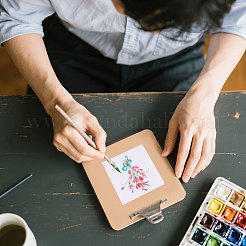 正方形の木の絵のリネンパネル  空白の製図板  油絵具・アクリル絵具用  ホワイト  100x100x9mm&nbsp;LS-DIY-WH0622-483A