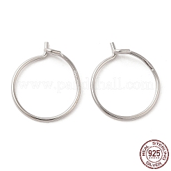 Rhodium Plated 925 Sterling Silver Hoop Earring Findings&nbsp;STER-Q188-01A-P