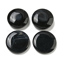 天然染色＆加熱黒瑪瑙ビーズ  フラットラウンド  染め  39~44x9~16mm  穴：1.5~2mm&nbsp;G-B070-25