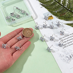 20Pcs Bowknot Brass Micro Pave Clear Cubic Zirconia Earring Hooks&nbsp;ZIRC-GO0001-02