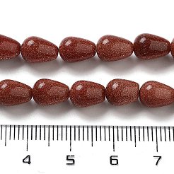 合成ゴールドストーン金砂石ビーズ連売り  ティアドロップ  9x6mm  穴：1.2mm  約44個/連  15.75''（40センチメートル）&nbsp;G-B106-A06-01