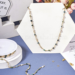 DIY チェーン ブレスレット ネックレス メイキング キット  天然モスアゲートビーズチェーンを含む  合金の留め金  アイアン製丸カン  チェーン：1m /セット&nbsp;DIY-TA0006-09B