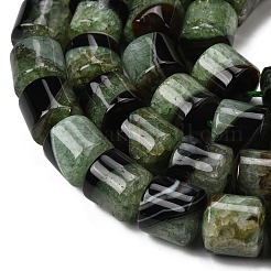 天然石瑪瑙ビーズ連売り  染め＆加熱  ドラム  グリーン  14~14.5x13.5~14.5mm  穴：1~1.2mm  約28個/連  15.55