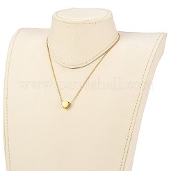 304ステンレススチールペンダントネックレス  ボールチェーンとカニカン付き  ハート  ゴールドカラー  16.14インチ（41cm）&nbsp;NJEW-JN03119-02