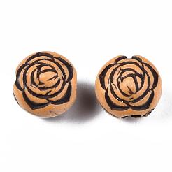 模造ウッドアクリルビーズ  花バラ  ペルー  10mm  穴：3mm  約1000個/500g&nbsp;SACR-S031-05