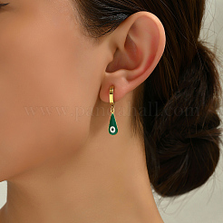 Vintage Minimalist 201 Stainless Steel Devil Eye with Teardrop Hoop Earrings&nbsp;GP4493