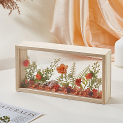 Rectangle Double Sided Clear Acrylic with Wood Display Cases&nbsp;ODIS-WH0038-237B