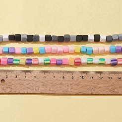 3連売り3スタイルの手作りポリマークレイビーズ連売り  キューブ  ミックスカラー  6x6x6mm  穴：1.4mm  1連売り/スタイル&nbsp;CLAY-FS0001-17