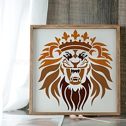 プラスチック再利用可能な描画絵画ステンシル テンプレート  スクラップブック、布地、タイル、床、家具、木材の塗装用  正方形  ライオンの模様  300x300mm&nbsp;DIY-WH0172-885