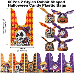 60Pcs 2 Styles Rabbit Shaped Halloween Candy Plastic Bags&nbsp;ABAG-FS0001-06