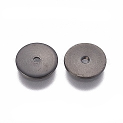 イオンプレーティング（IP）304ステンレススチールスペーサービーズ  フラットラウンド  電気泳動黒  8x0.8mm  穴：1.2mm&nbsp;STAS-G200-02B-B