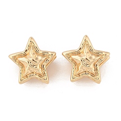 女性のための真鍮のフープピアス  スター  14KGP本金メッキ  23x18.5mm&nbsp;EJEW-U041-08G