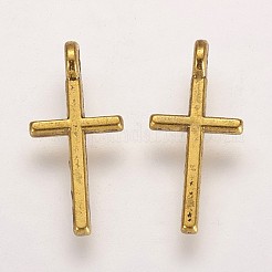 合金ペンダント  カドミウムフリー＆ニッケルフリー＆鉛フリー  クロス  アンティーク黄金  17x8x2mm  穴：2mm&nbsp;PALLOY-2314-AG-FF
