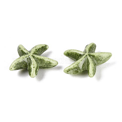スプレープリント合成ターコイズビーズ連売り  ヒトデ  黄緑  12.5x12.5x4mm  穴：0.9~1mm  約44~47個/連  14.37~15.16インチ（36.5~38.5cm）&nbsp;G-Q606-110E