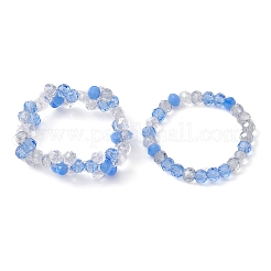 2 個 2 スタイルのガラス編組ビーズフラワーストレッチリングセット女性用  ミックスカラー  内径：17.5~18mm  1個/スタイル&nbsp;RJEW-JR00592