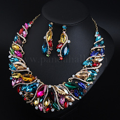 Alloy Rhinestone Pendant Necklaces & Teardrop Stud Dangle Earring Sets for Women&nbsp;WG99E9F-06