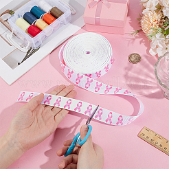 25 Yards Polyester Pink Breast Cancer Awareness Printed Grosgrain Ribbon&nbsp;OCOR-PH0005-34