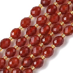 天然石カーネリアンビーズ連売り  多面カット  ライス  シードビーズで  染め＆加熱  7.5~8x6~7.5mm  穴：0.8~1mm  約36~40個/連  15.55~15.75''（39.5~40センチメートル）&nbsp;G-F809-A22-01