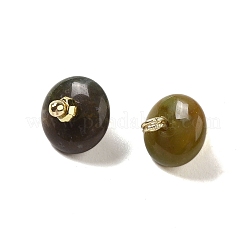 Natural Indian Agate Rondelle Charms with Rack Plating Brass Loops&nbsp;G-G110-05B-08