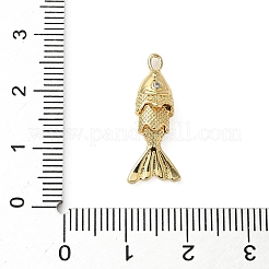 真鍮製マイクロパヴェキュービックジルコニアペンダント  魚  18KGP本金メッキ  22.5x6x5mm  穴：1.5mm&nbsp;KK-I371-40G-01A