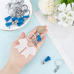 DIYの空白のキーホルダー作成キット  チェーン付き合金分割キーリングを含む  アクリルちょう結びとフェイクスエードタッセルペンダント装飾  ミックスカラー  60個/袋&nbsp;DIY-SC0023-80