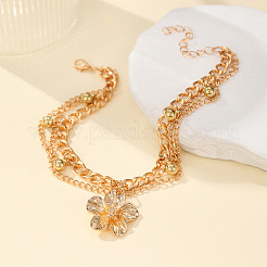 Flower Alloy Charm Chain Tassel Anklets for Women&nbsp;FS-WGA4657-02