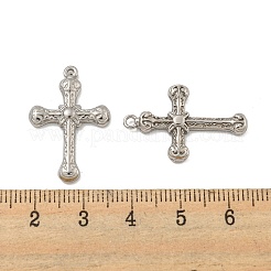 変色しない304ステンレススチールペンダント  クロスチャーム  ステンレス鋼色  26.5x17.5x2.5mm  穴：1.4mm&nbsp;STAS-O004-01C-P