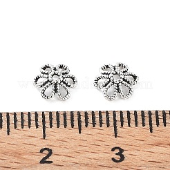 925スターリングシルバービーズキャップ  花  アンティークシルバー  6x2mm  穴：0.8mm&nbsp;LS-STER-A041-05AS