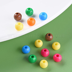 不透明なアクリルビーズ  ラウンド  ミックスカラー  6x5mm  穴：1.8mm  約440個/50g&nbsp;X-MACR-S370-C6mm-M2