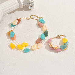 Bohemian Vacation Style Resin Nuggets Beads Bracelets & Necklaces Set for Women&nbsp;RX2364