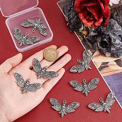 チベット風アロイペンダント8個  昆虫  アンティークシルバー  31x53x6.5mm  穴：2.5mm&nbsp;FIND-GO0002-81