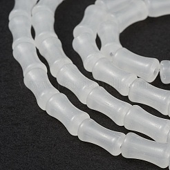 不透明なガラスビーズ連  竹の棒  ホワイト  12x6mm  穴：1.2mm  約66個/連  31.50''（80センチメートル）&nbsp;GLAA-TAC0021-01B